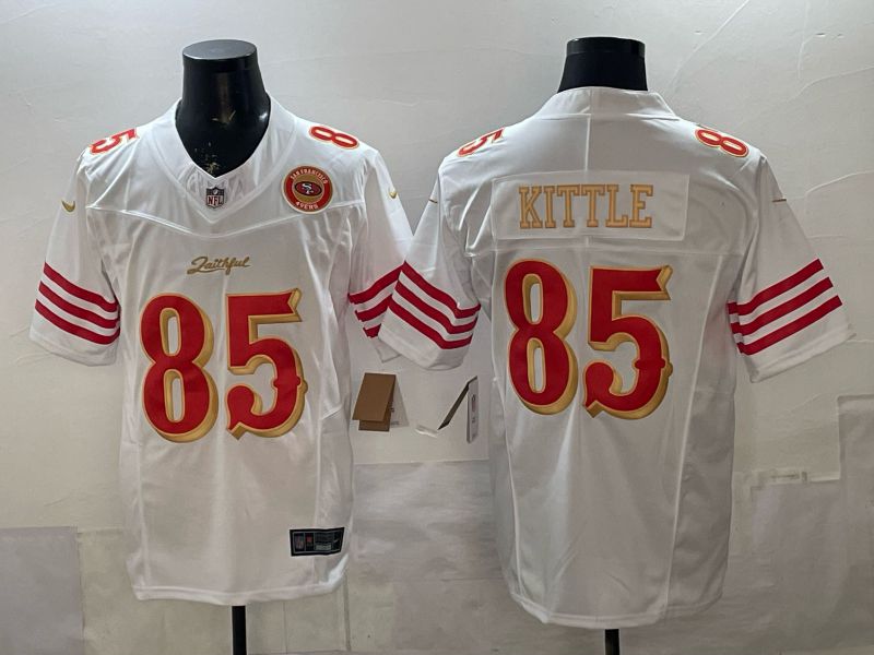 Men 2026 San Francisco 49ers #85 Kittle White Gold 5th generations Nike Limited NFL Jersey style 001